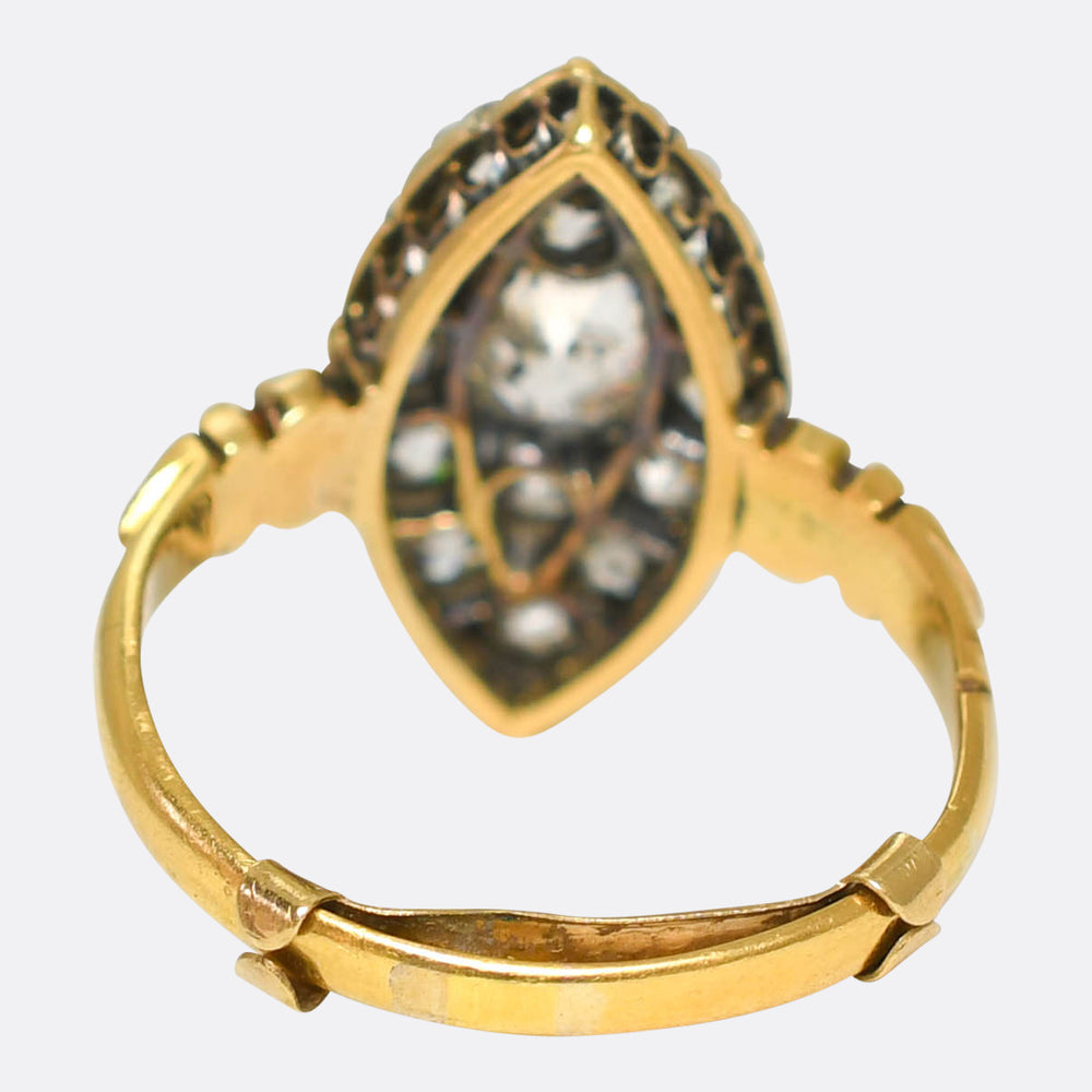 Georgian Diamond Cobblestone Navette Cluster Ring
