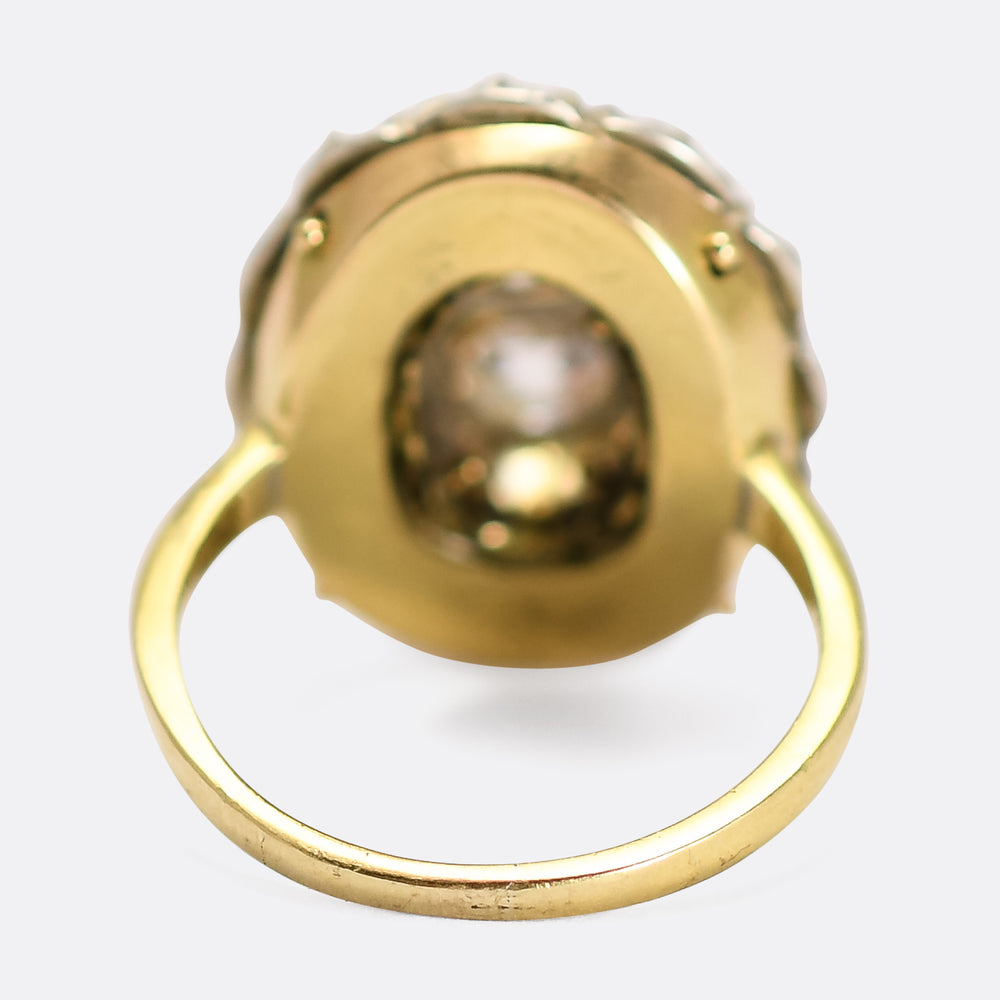 Georgian Diamond & Enamel Cluster Ring