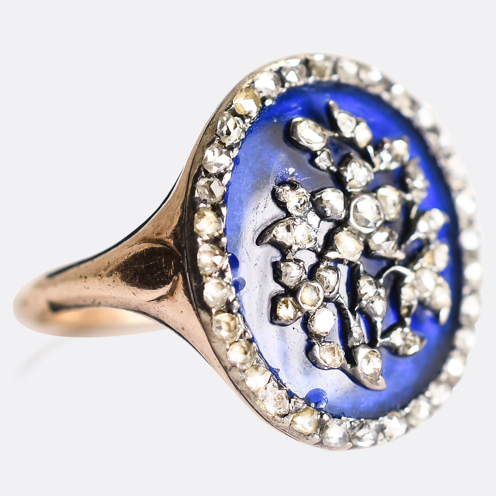 Georgian Diamond & Enamel Giardinetti Ring