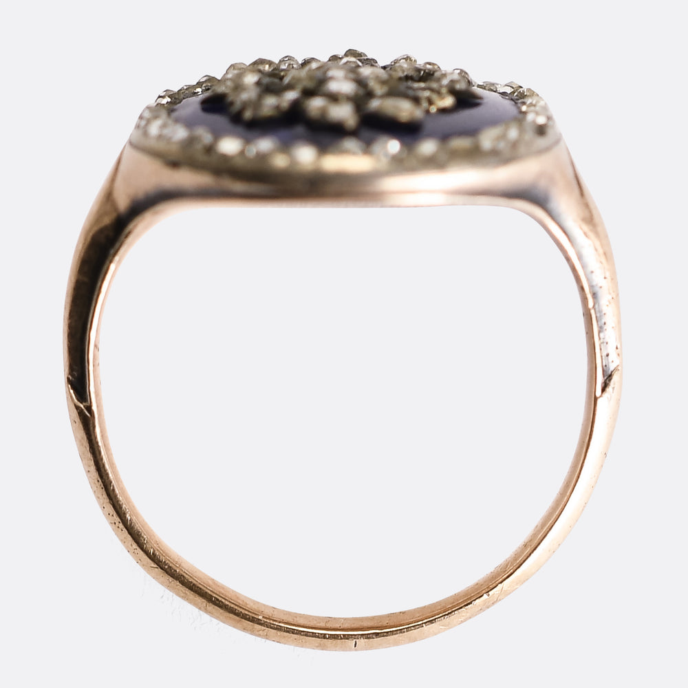 Georgian Diamond & Enamel Giardinetti Ring