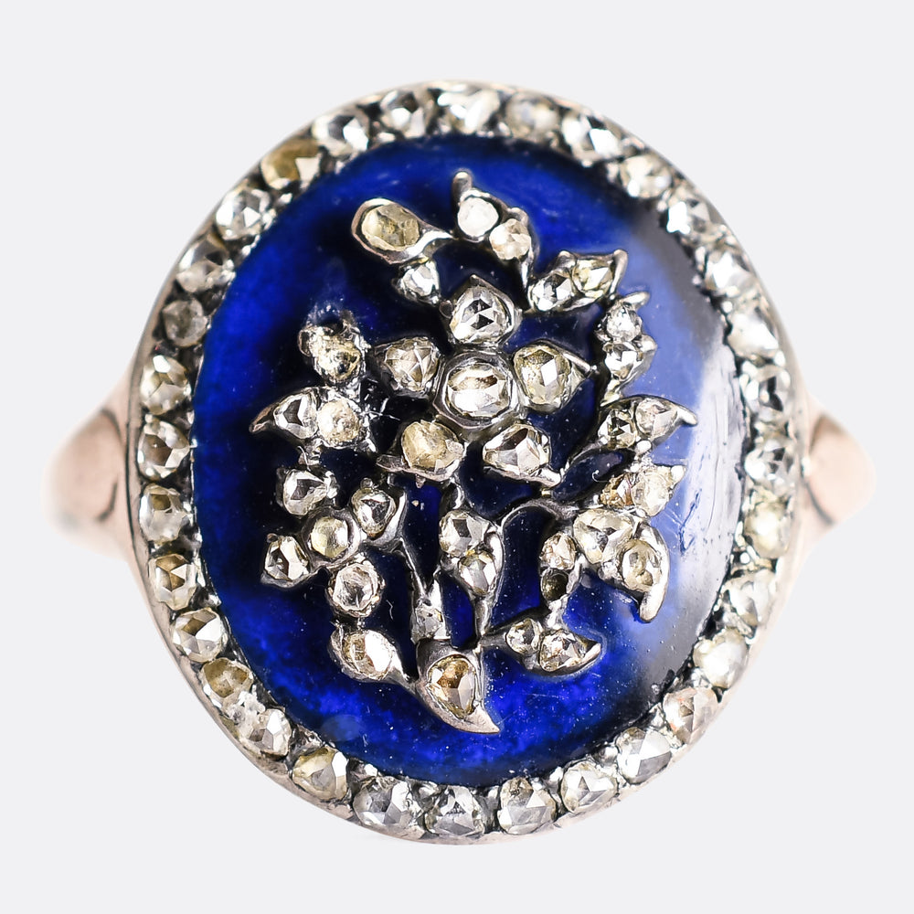 Georgian Diamond & Enamel Giardinetti Ring