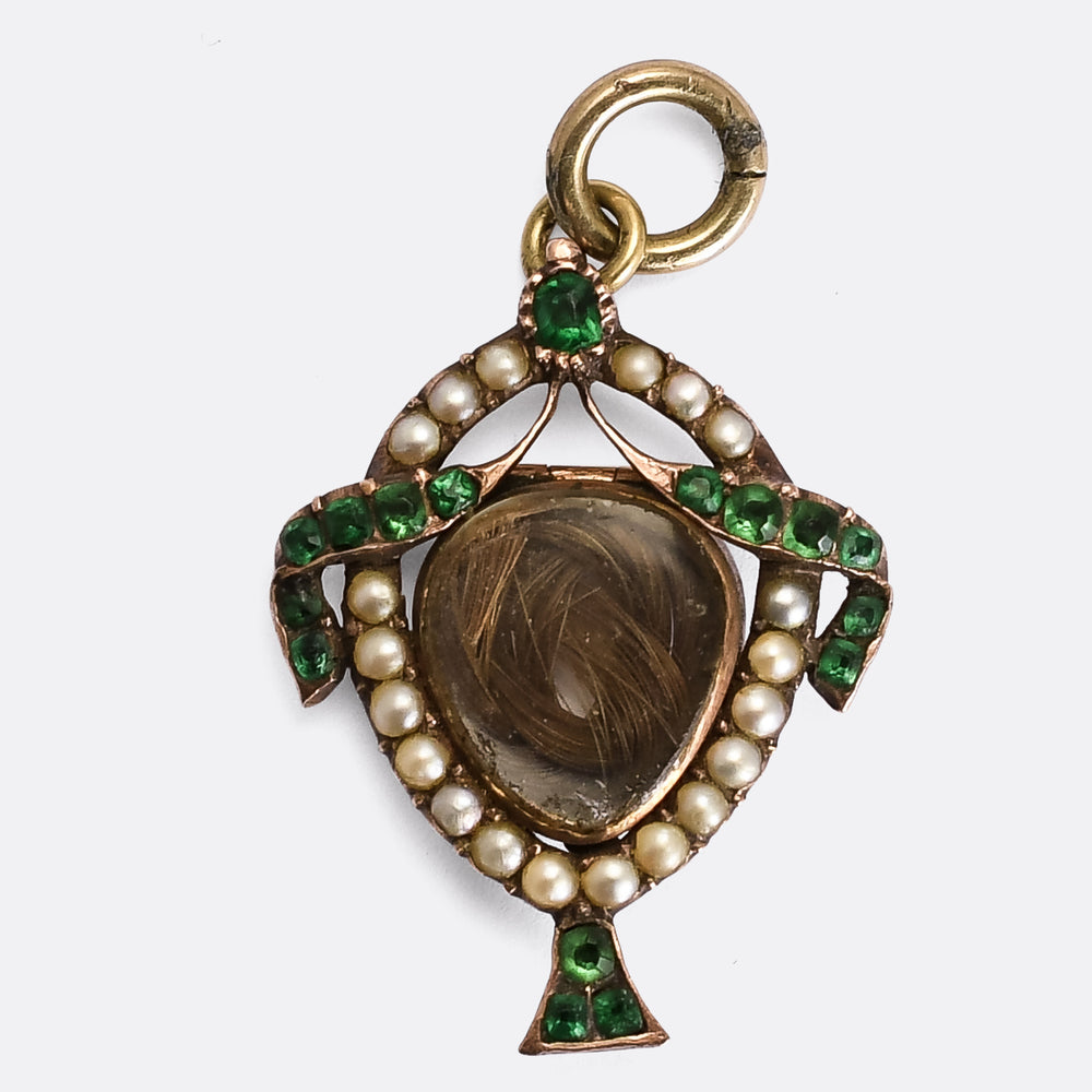 Georgian Emerald & Pearl Urn Locket