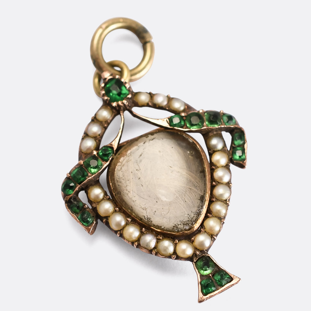 Georgian Emerald & Pearl Urn Locket