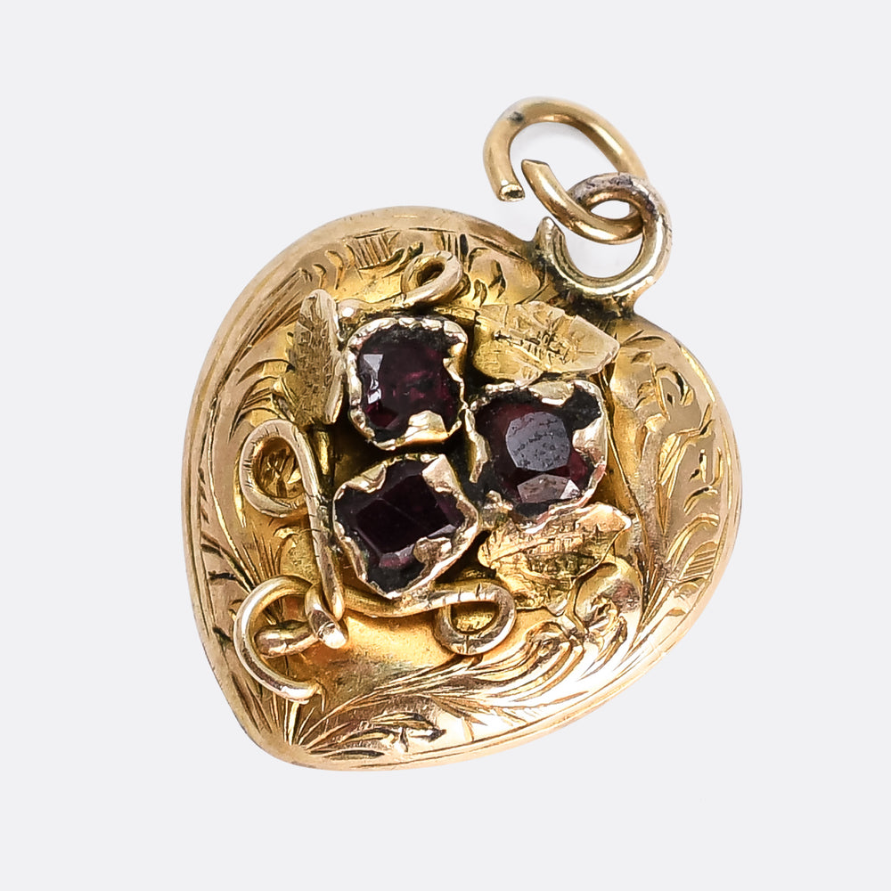 Georgian Flat Cut Garnet Heart Locket