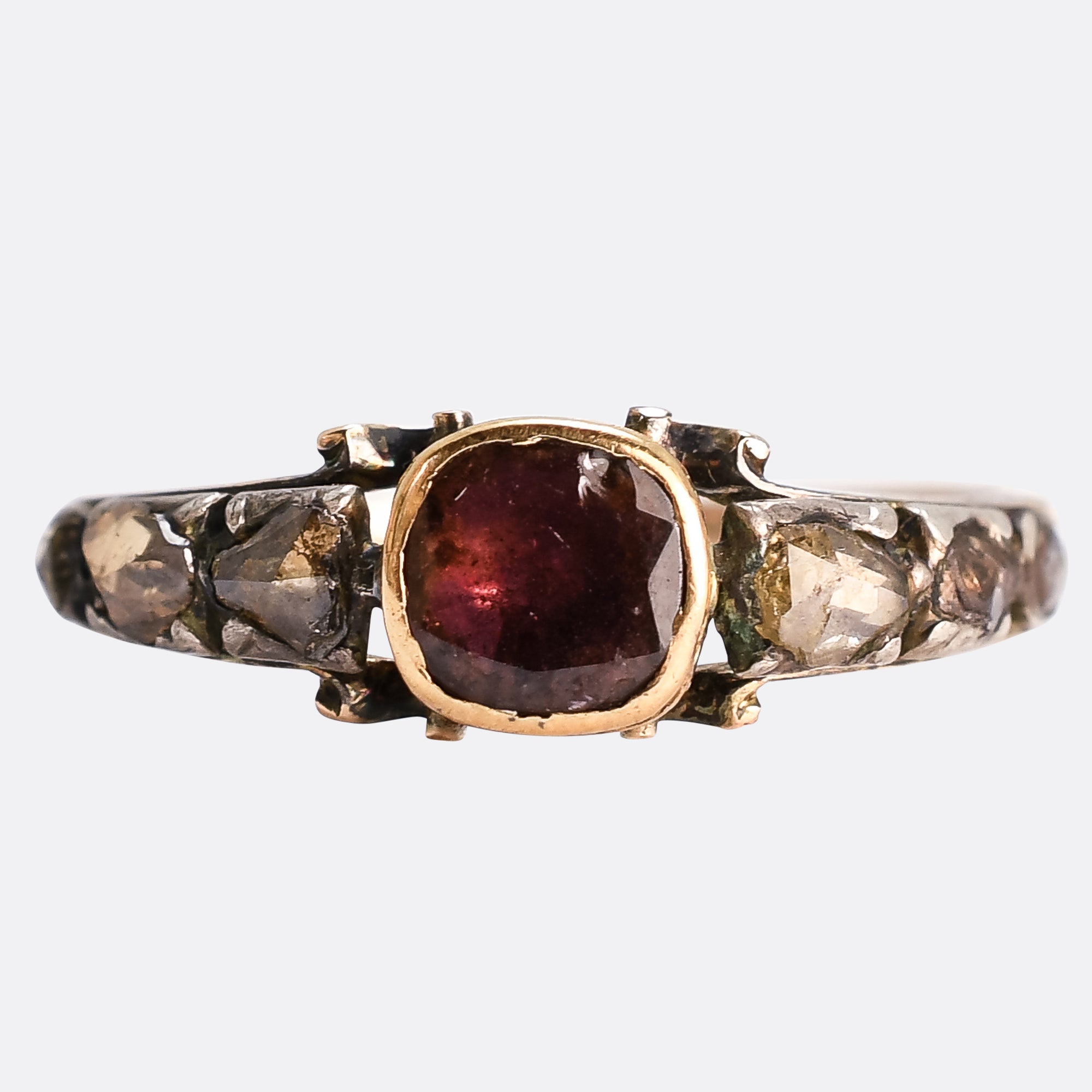 Georgian Flat Cut Garnet Diamond Ring Butter Lane Antiques
