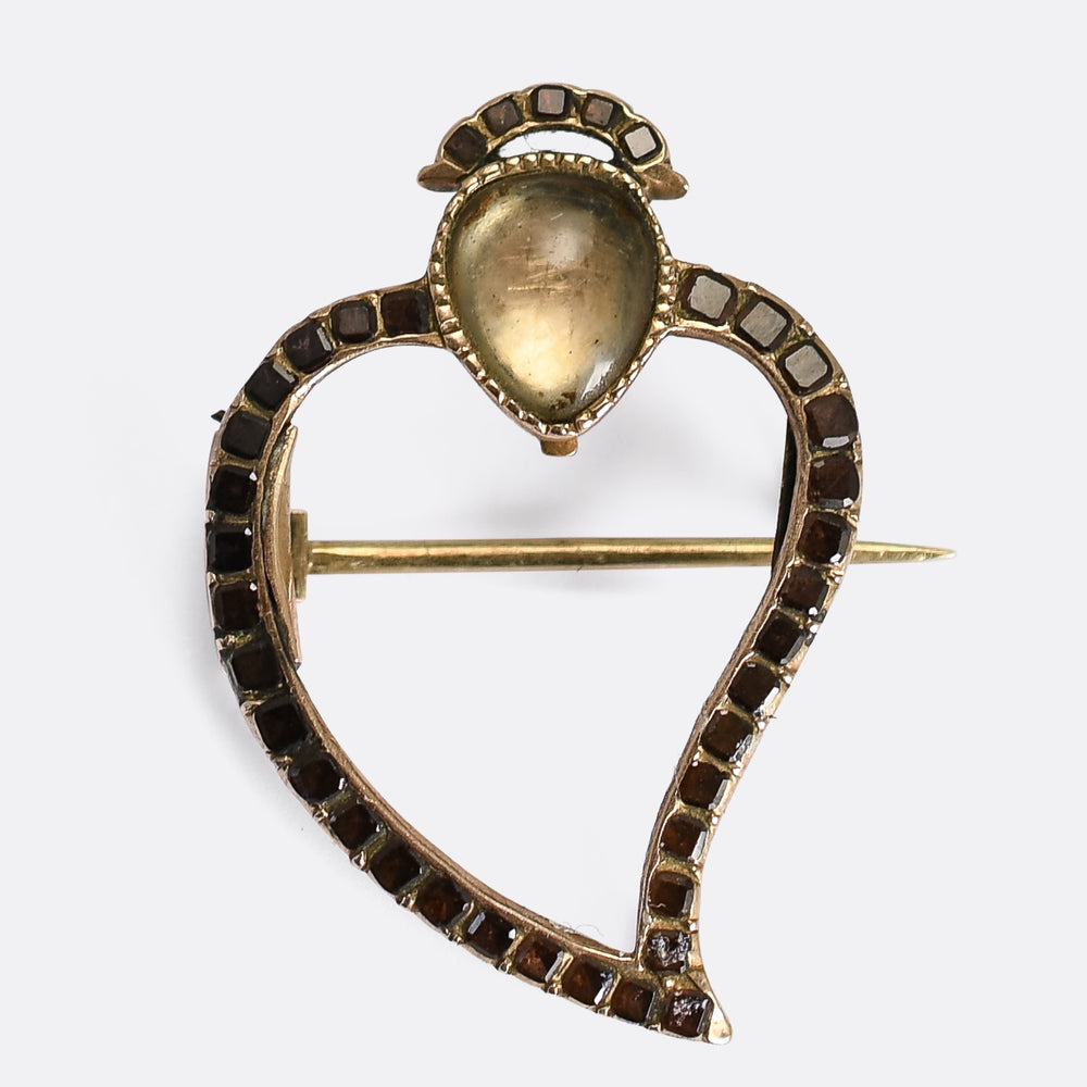 Georgian Garnet Witch's Heart Brooch