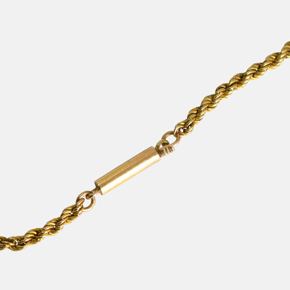 Georgian Garnet & Pearl Cross Pendant with Gold Chain