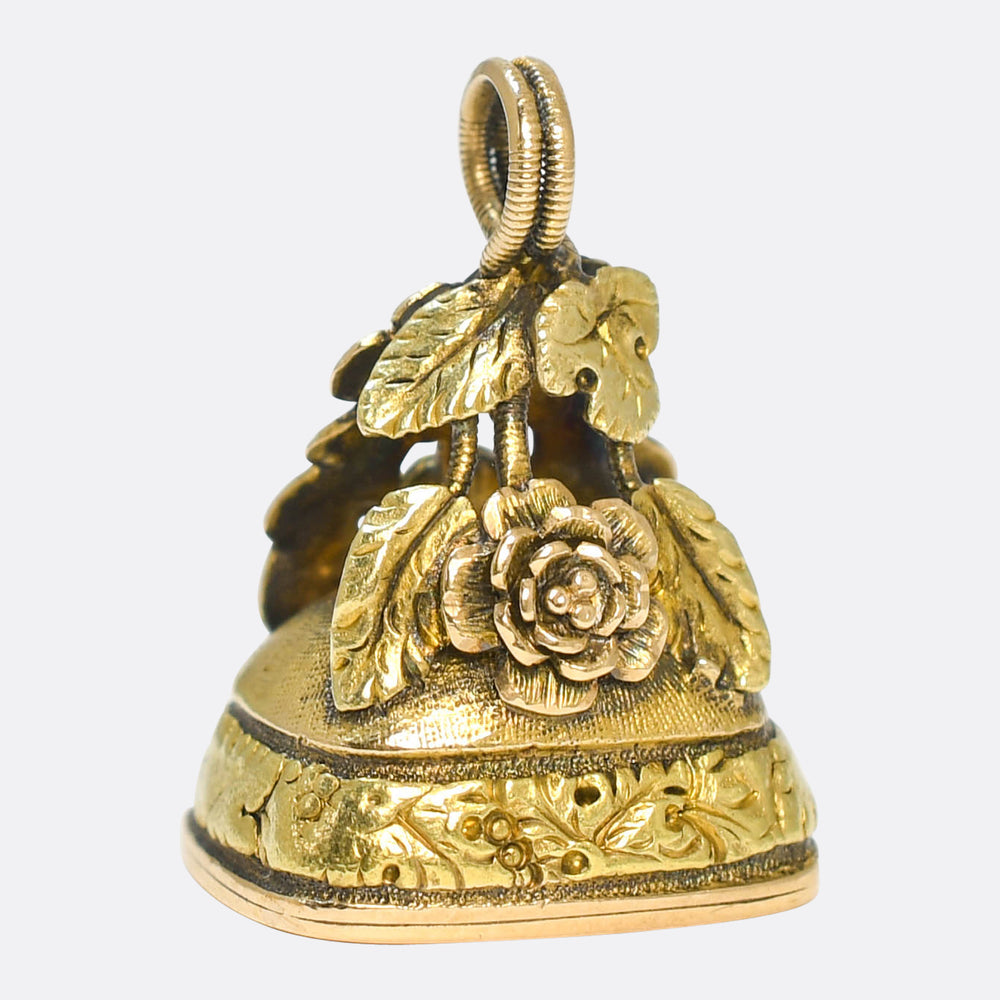 Georgian Language of Flowers Bloodstone Seal Fob Pendant