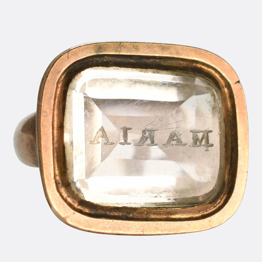 Georgian Maria Rock Crystal Intaglio Fob Pendant