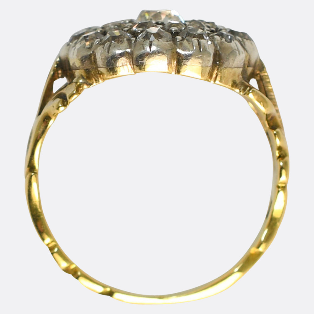 Georgian Old Cut Diamond Cobblestone Cluster Ring