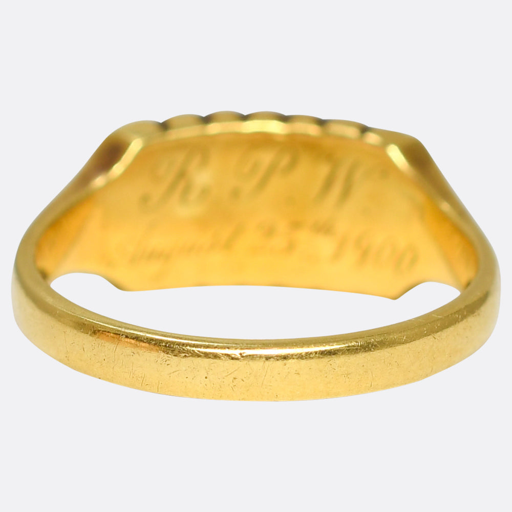 Georgian Pearl, Diamond & Enamel Triple Row Ring