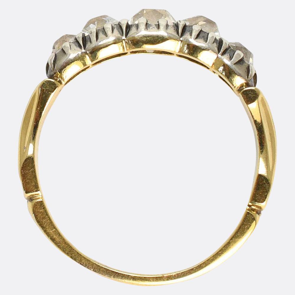 Georgian Peruzzi Cut Diamond 5-Stone Ring