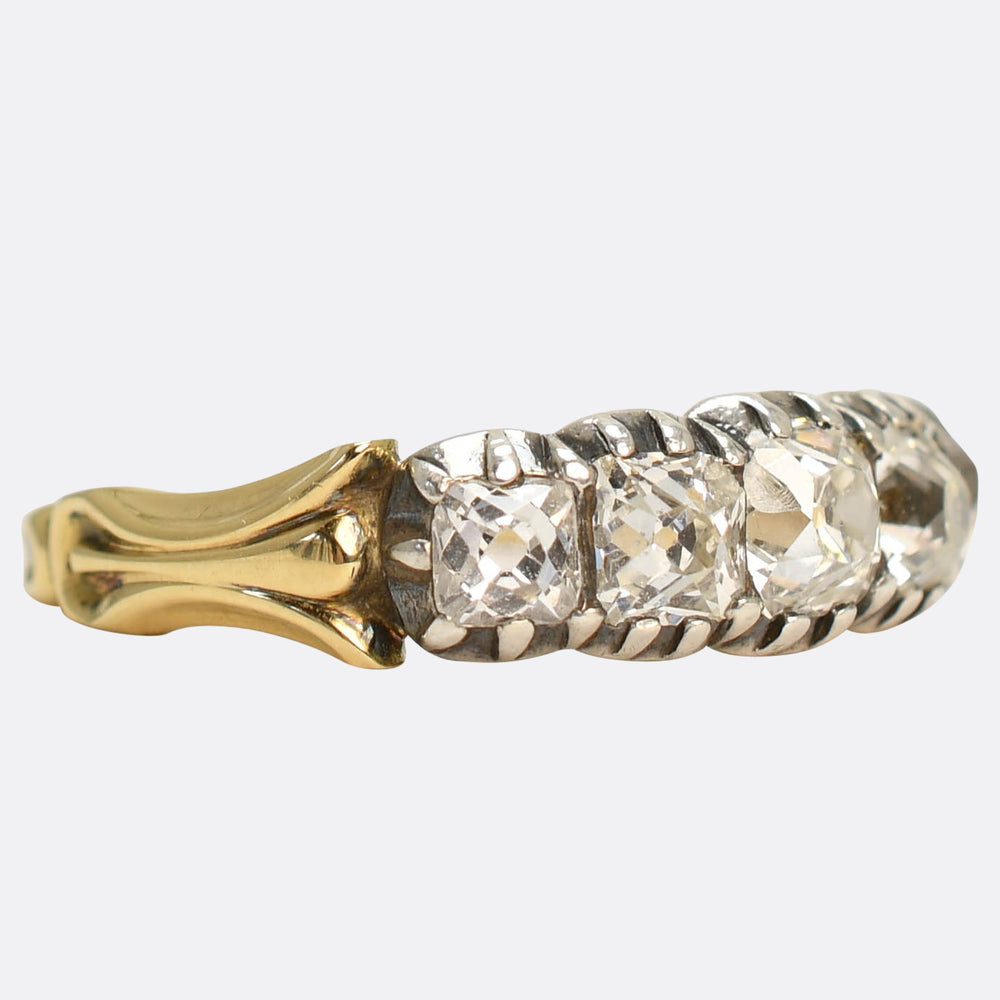 Georgian Peruzzi Cut Diamond 5-Stone Ring