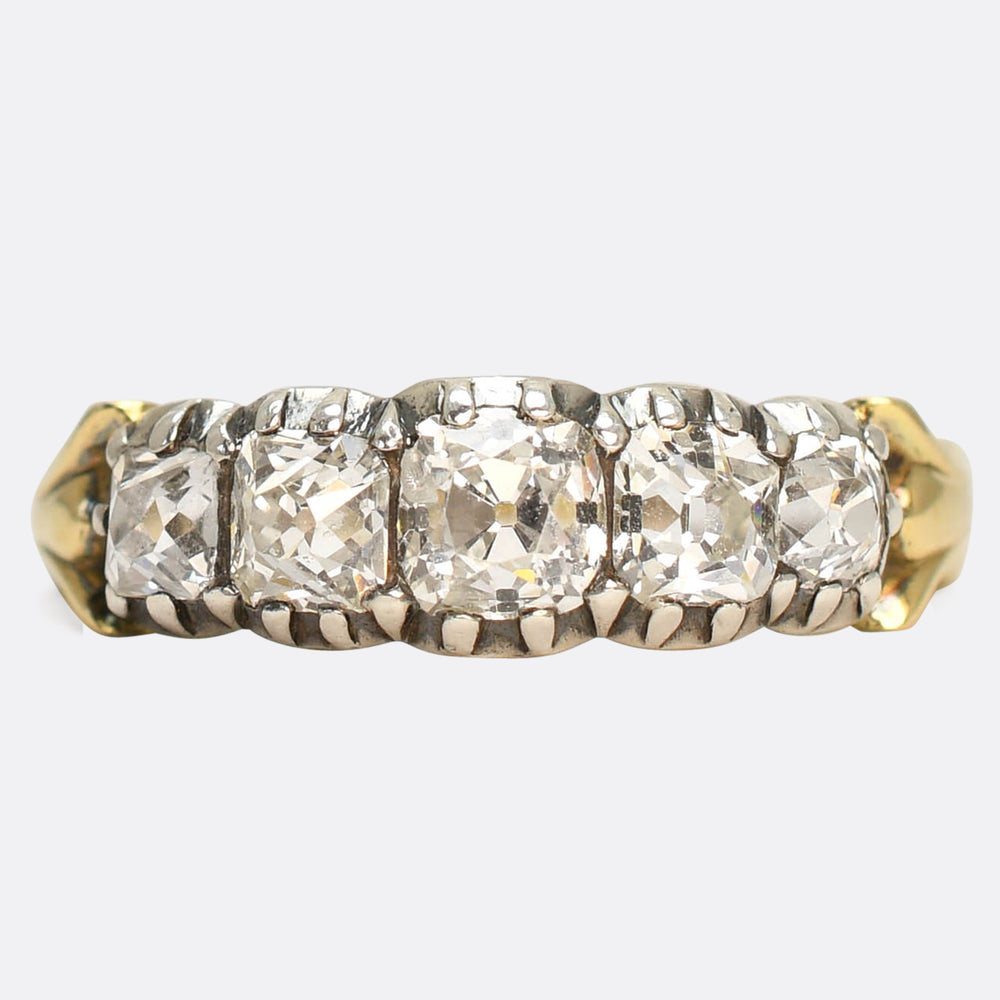 Georgian Peruzzi Cut Diamond 5-Stone Ring