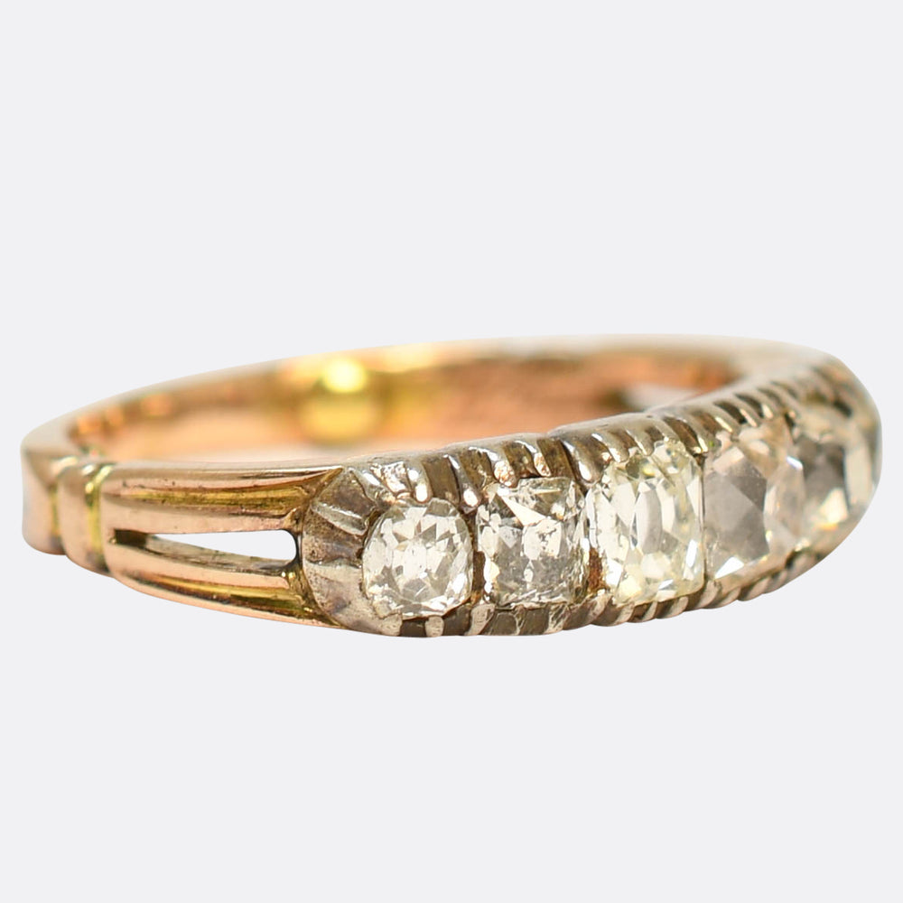 Georgian Peruzzi Cut Diamond 7-Stone Ring