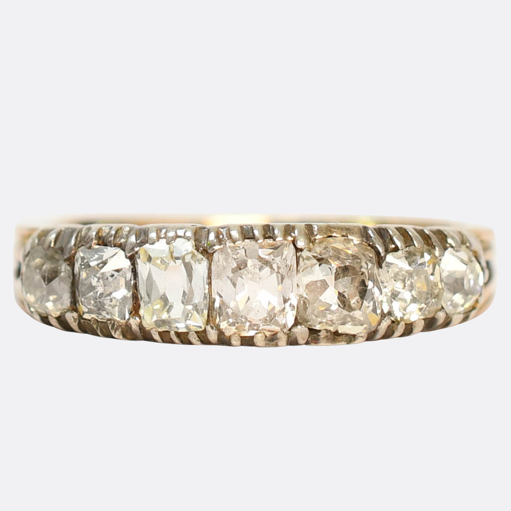 Georgian Peruzzi Cut Diamond 7-Stone Ring