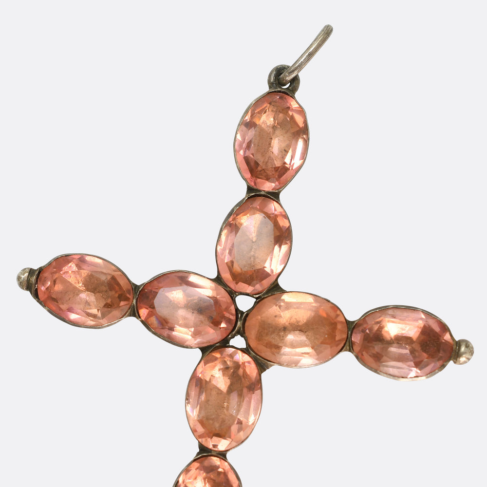 Georgian Pink Paste Cross Pendant
