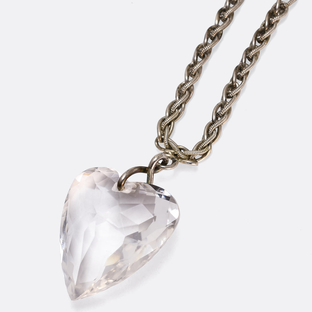 Georgian Rock Crystal Heart & Silver Chain