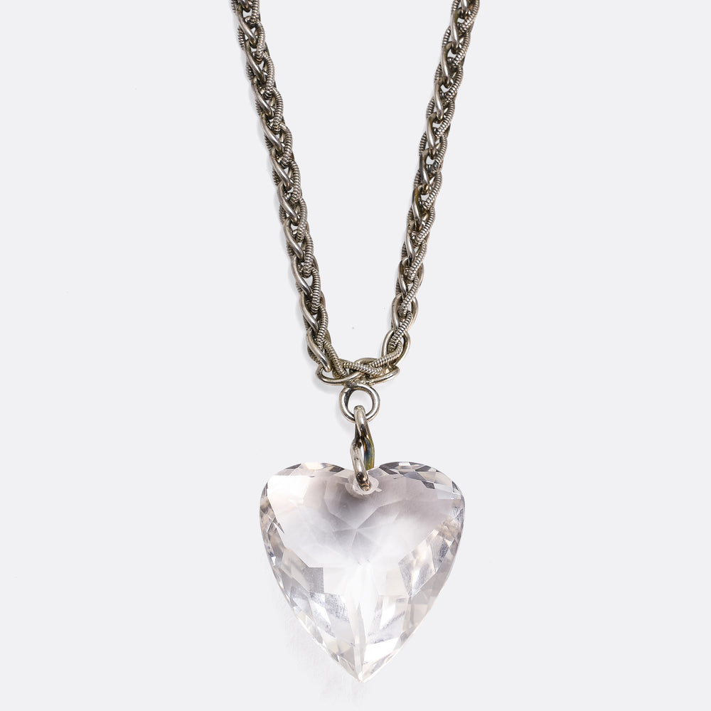 Georgian Rock Crystal Heart & Silver Chain