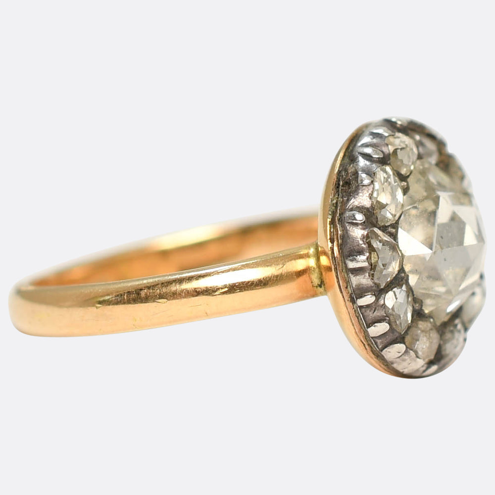 Georgian Rose Cut Diamond Cluster Ring