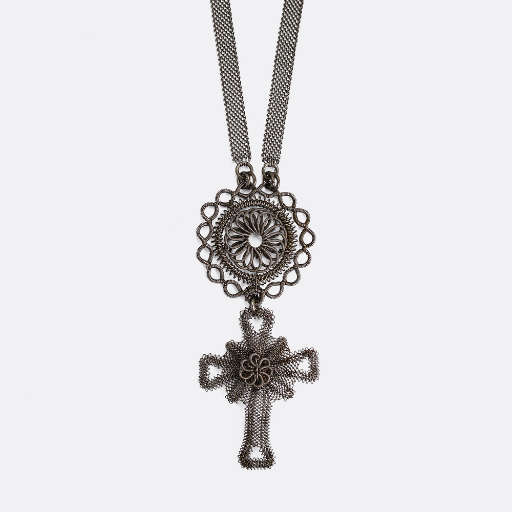 Georgian Silesian Wirework Cross & Chain