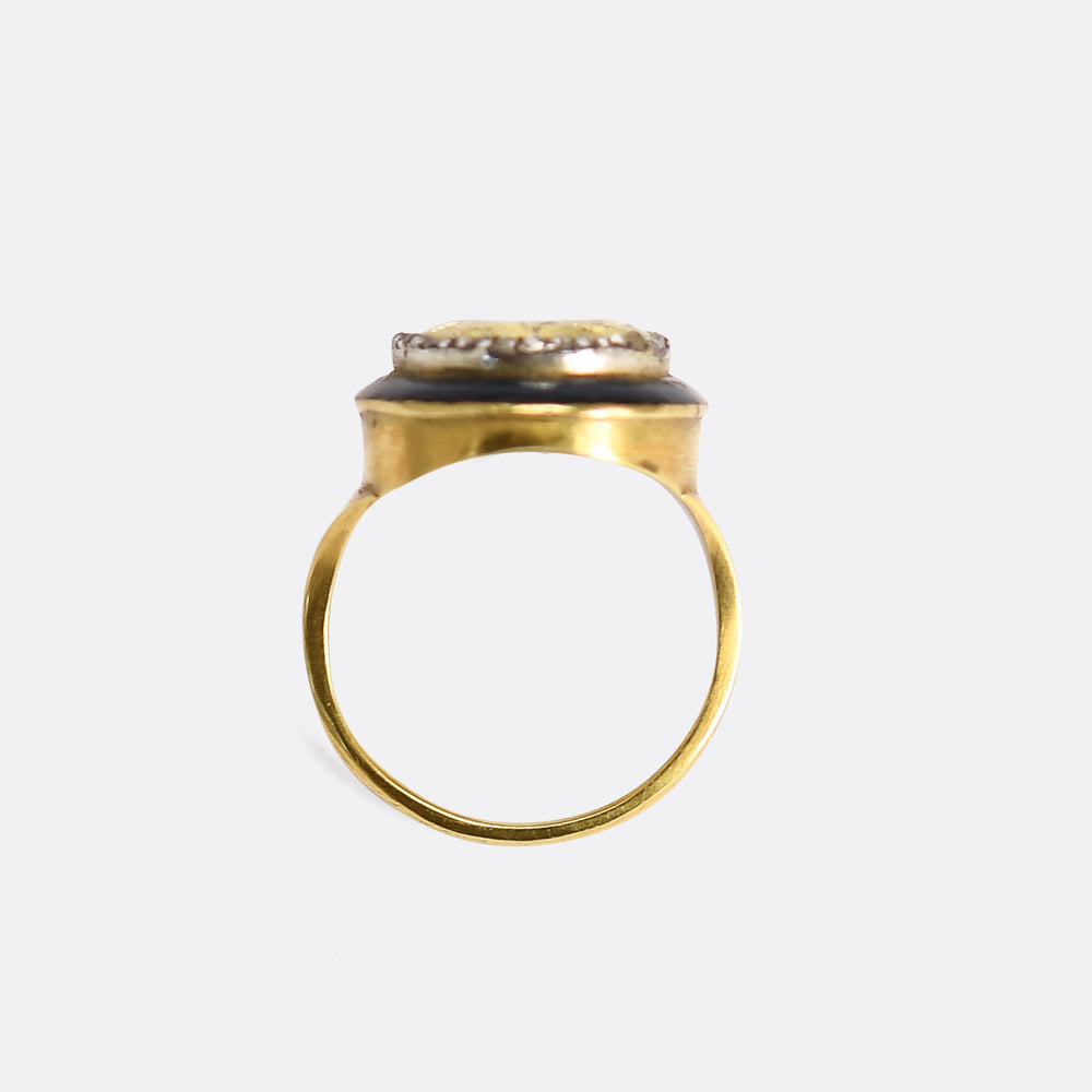 Georgian Yellow Sapphire & Diamond Enamel Ring