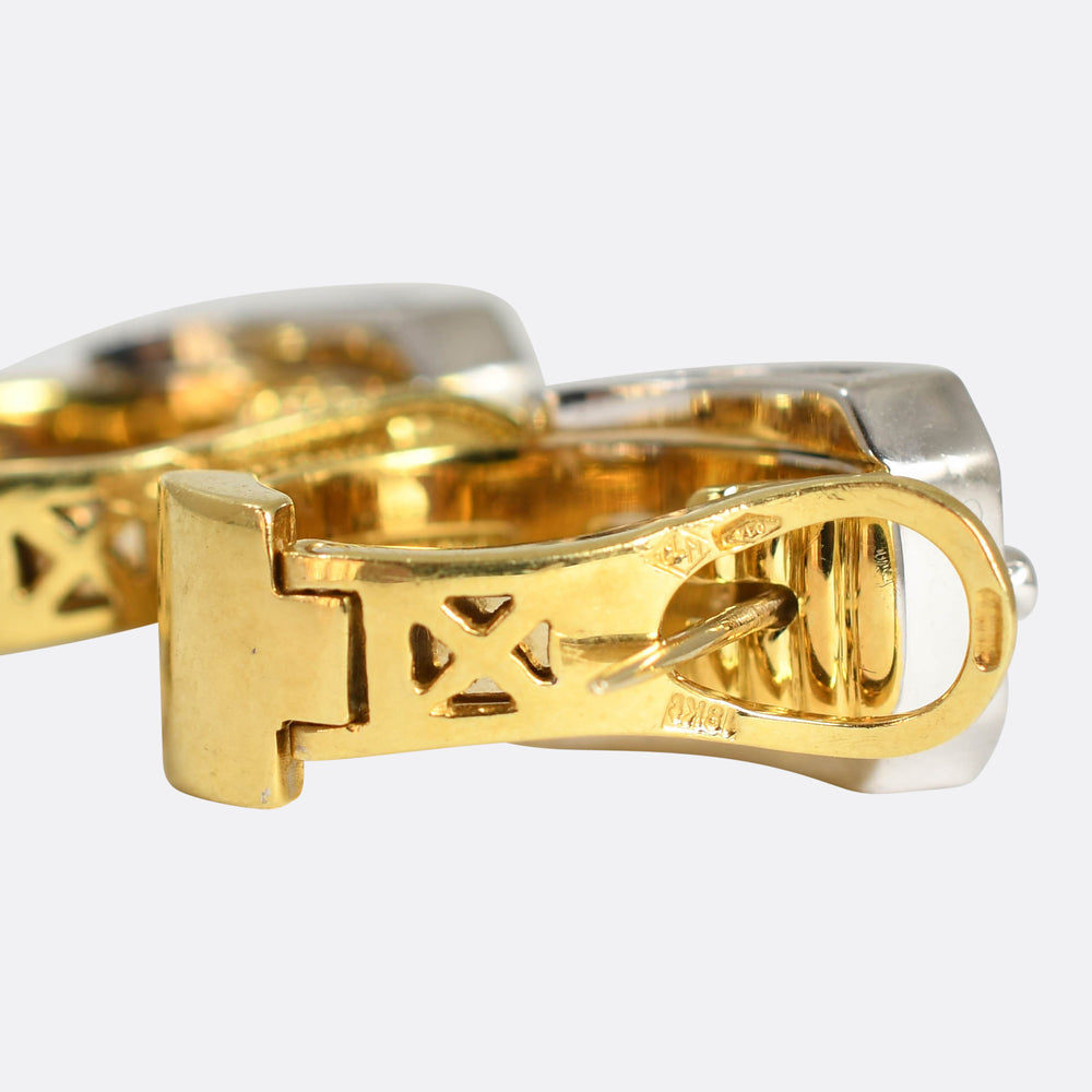 High Quality Vintage Diamond 18k Gold Buckle Earrings