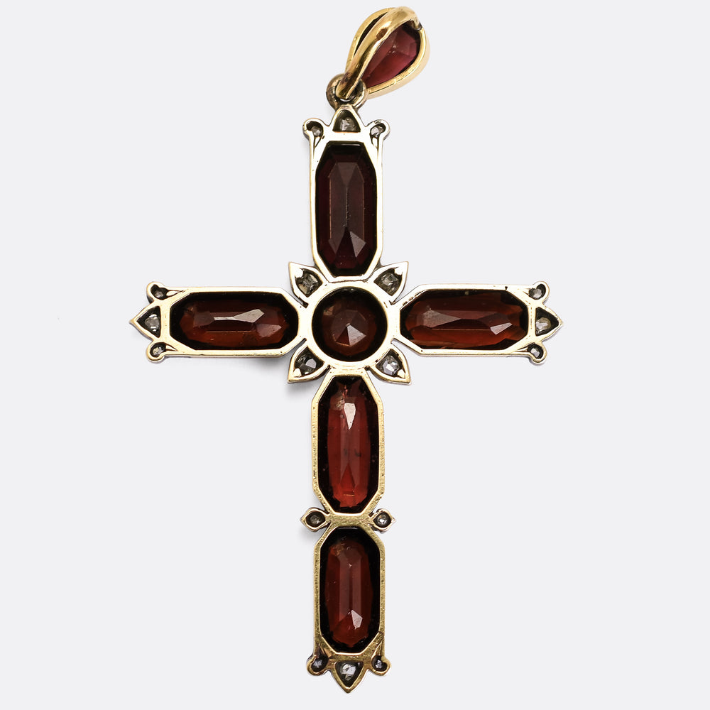 High Victorian Garnet & Diamond Cross Pendant