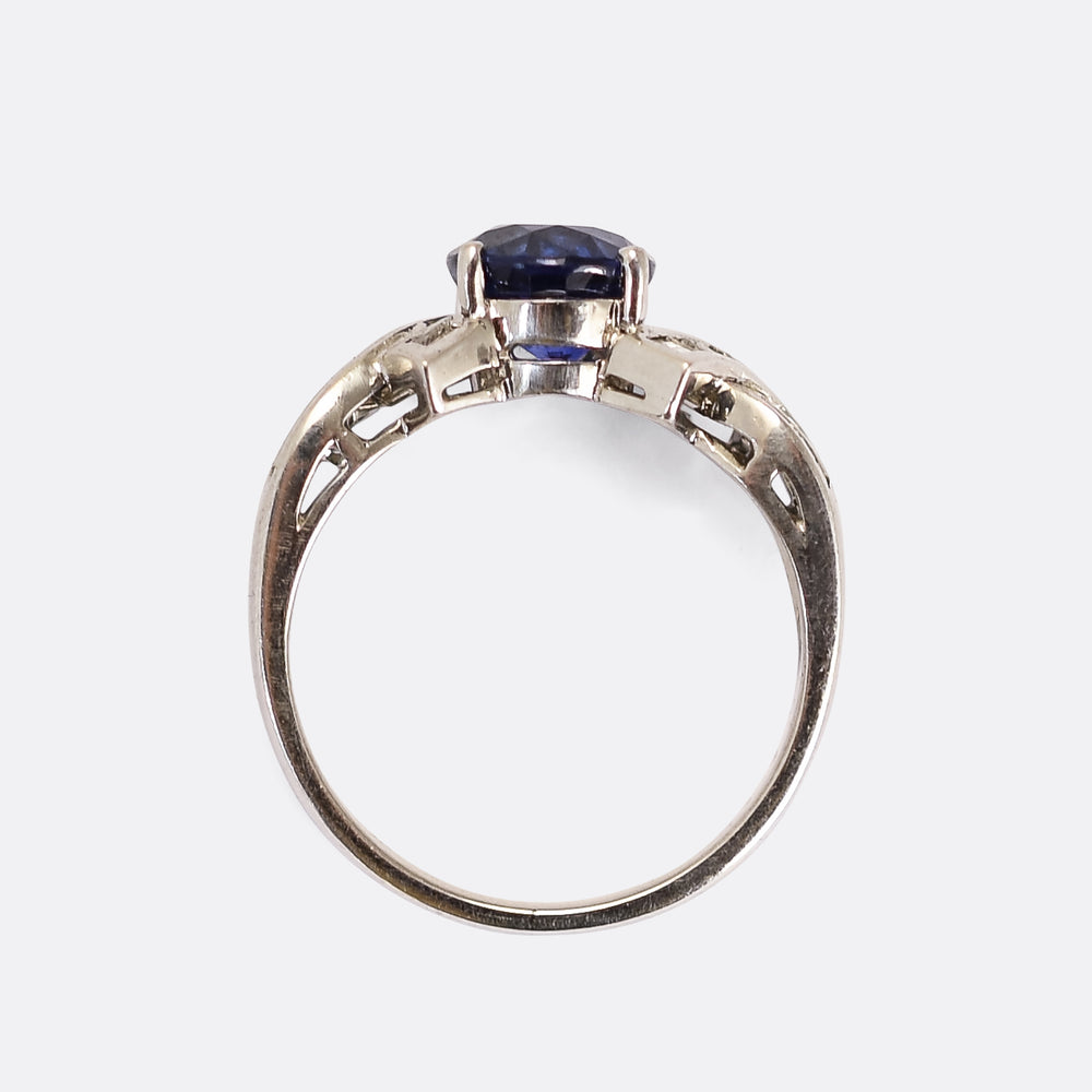 Late Art Deco Sapphire & Diamond Ring