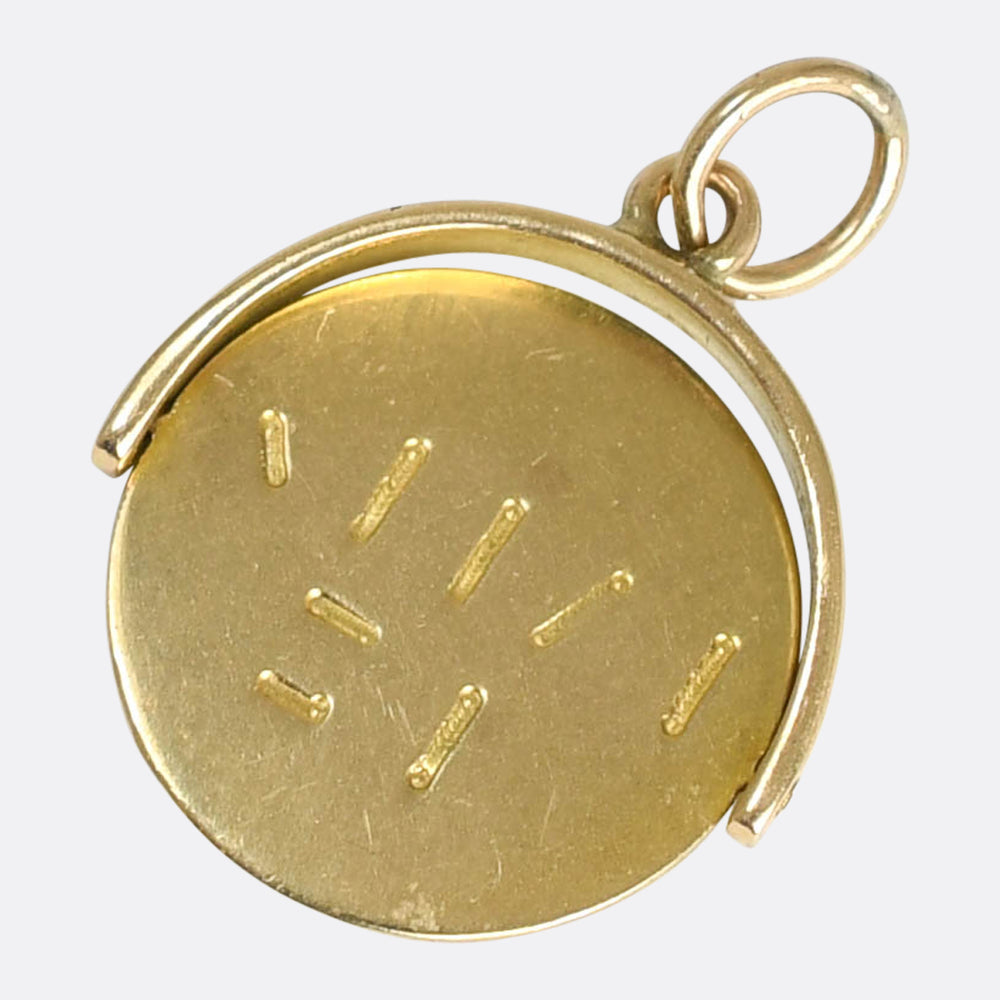 Late Victorian BE HAPPY Gold Spinner Charm