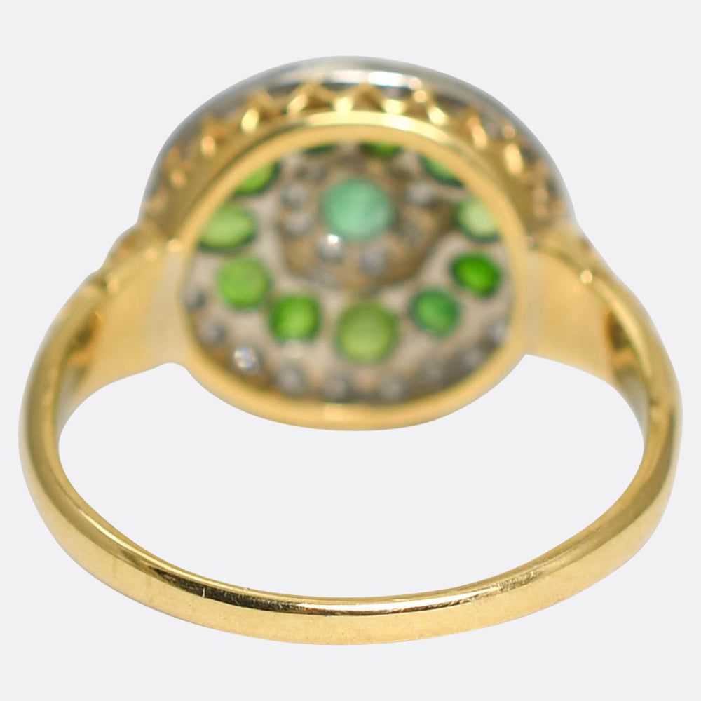 Late Victorian Demantoid Garnet & Diamond Target Ring