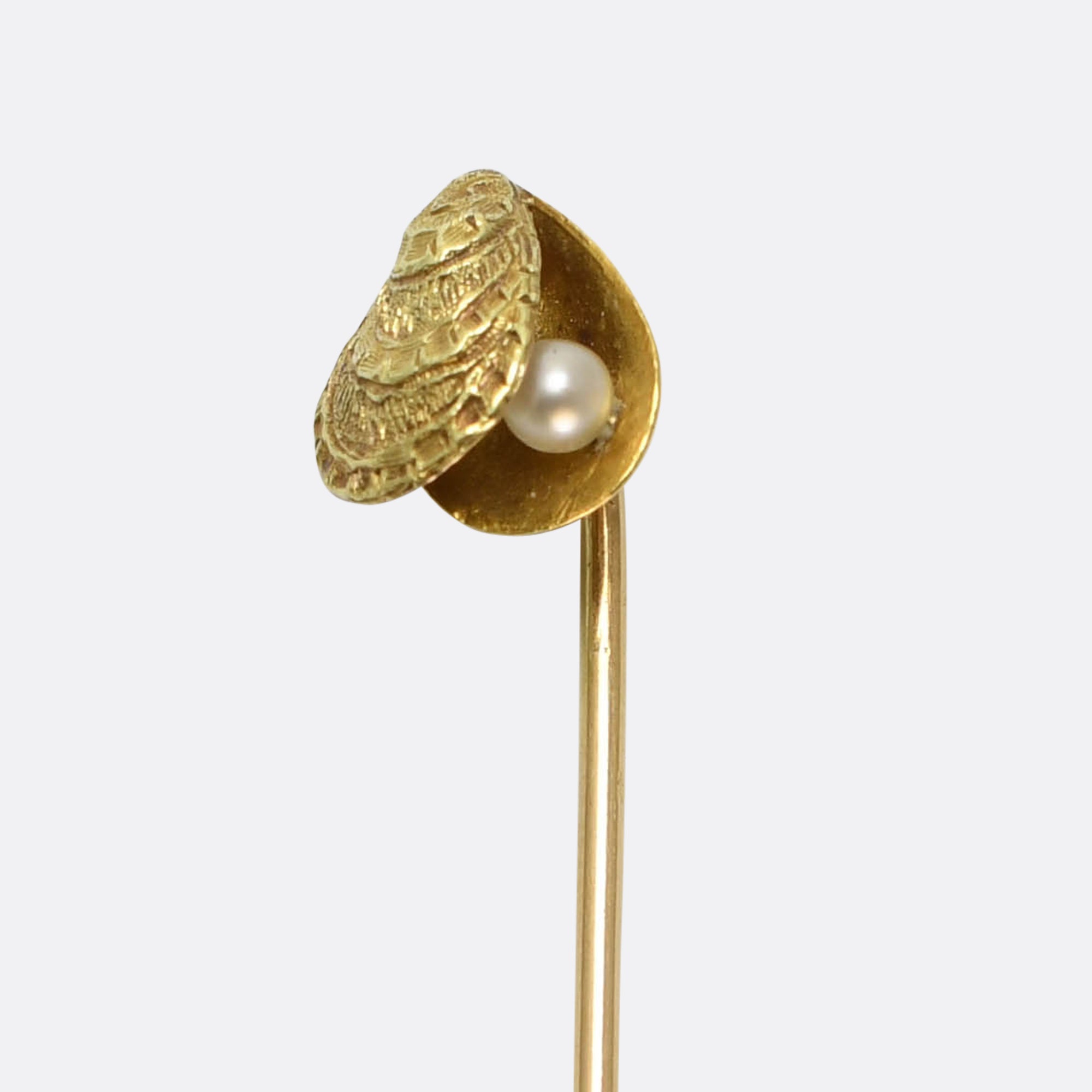 Vintage Geometric Pearl Art Deco Stick Pin – Brass Alloy, Imitated Pearl, Retro Style