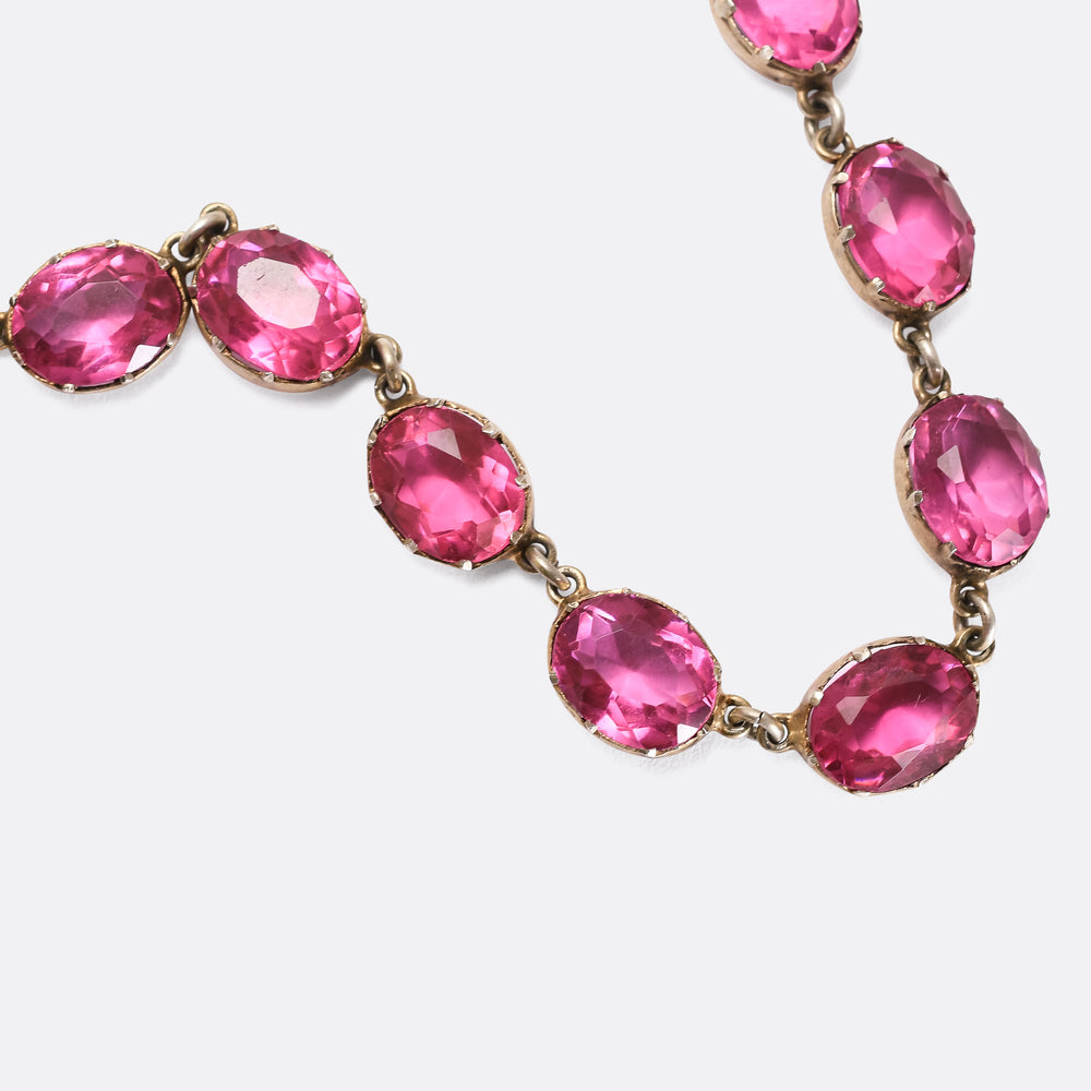 Late Victorian Pink Paste Riviere Necklace