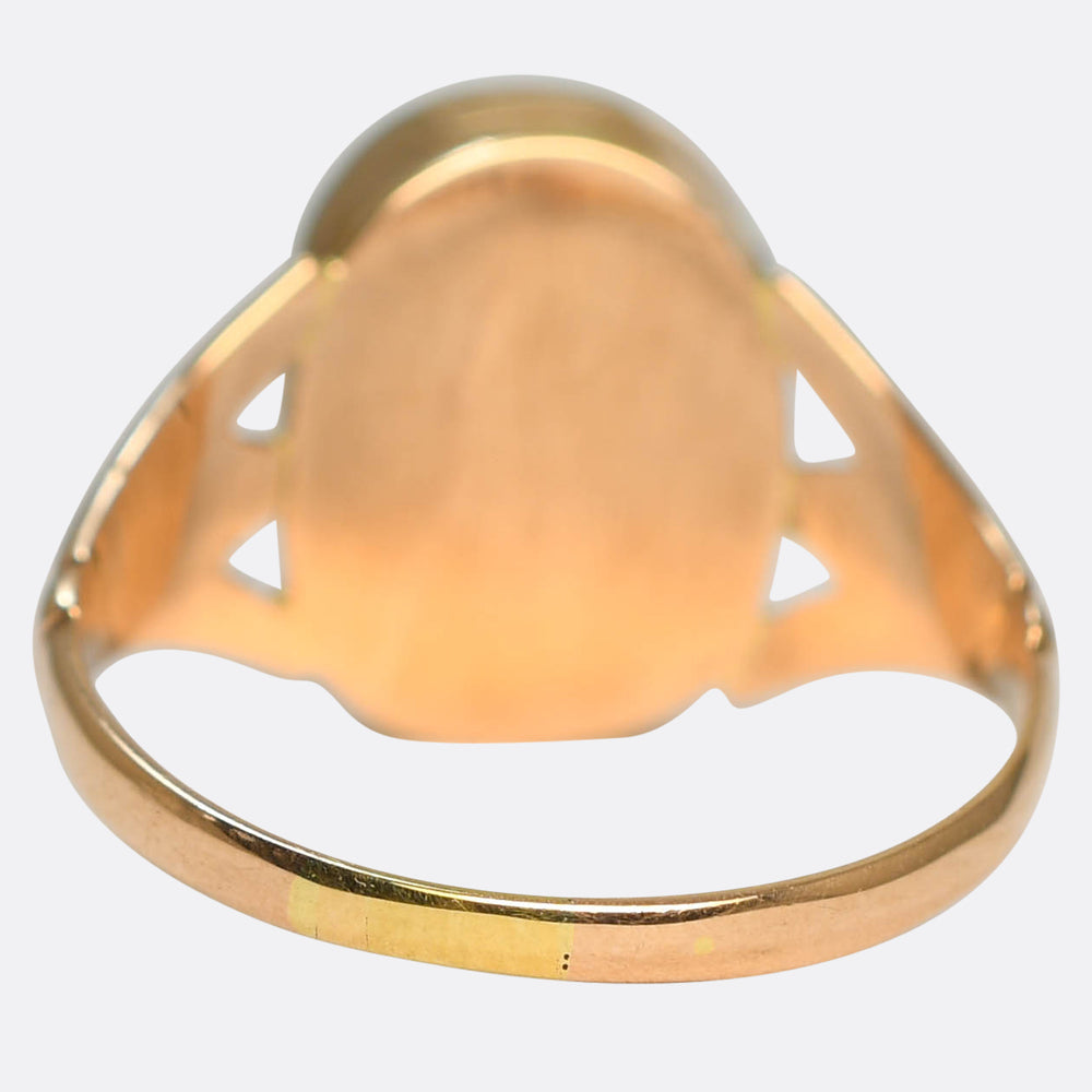 Late Victorian Rose Gold Monogram Locket Ring