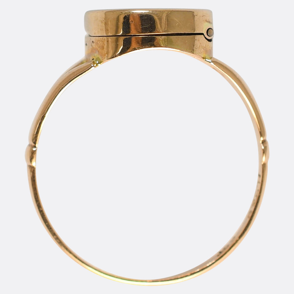 Late Victorian Rose Gold Monogram Locket Ring