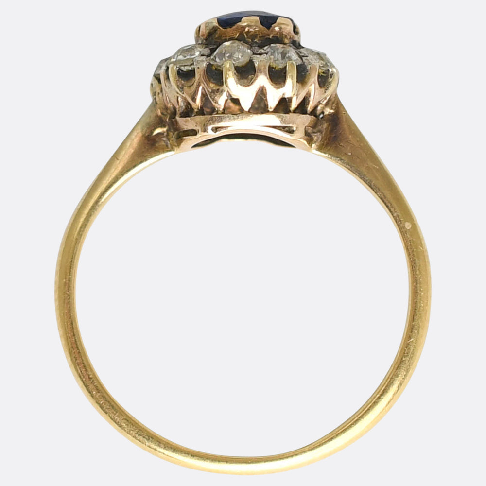 Late Victorian Sapphire & Diamond Cluster Ring