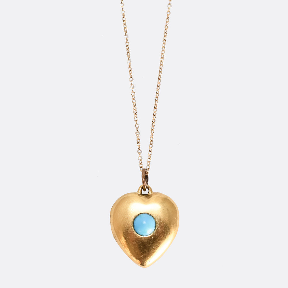 Late Victorian Turquoise Heart Locket