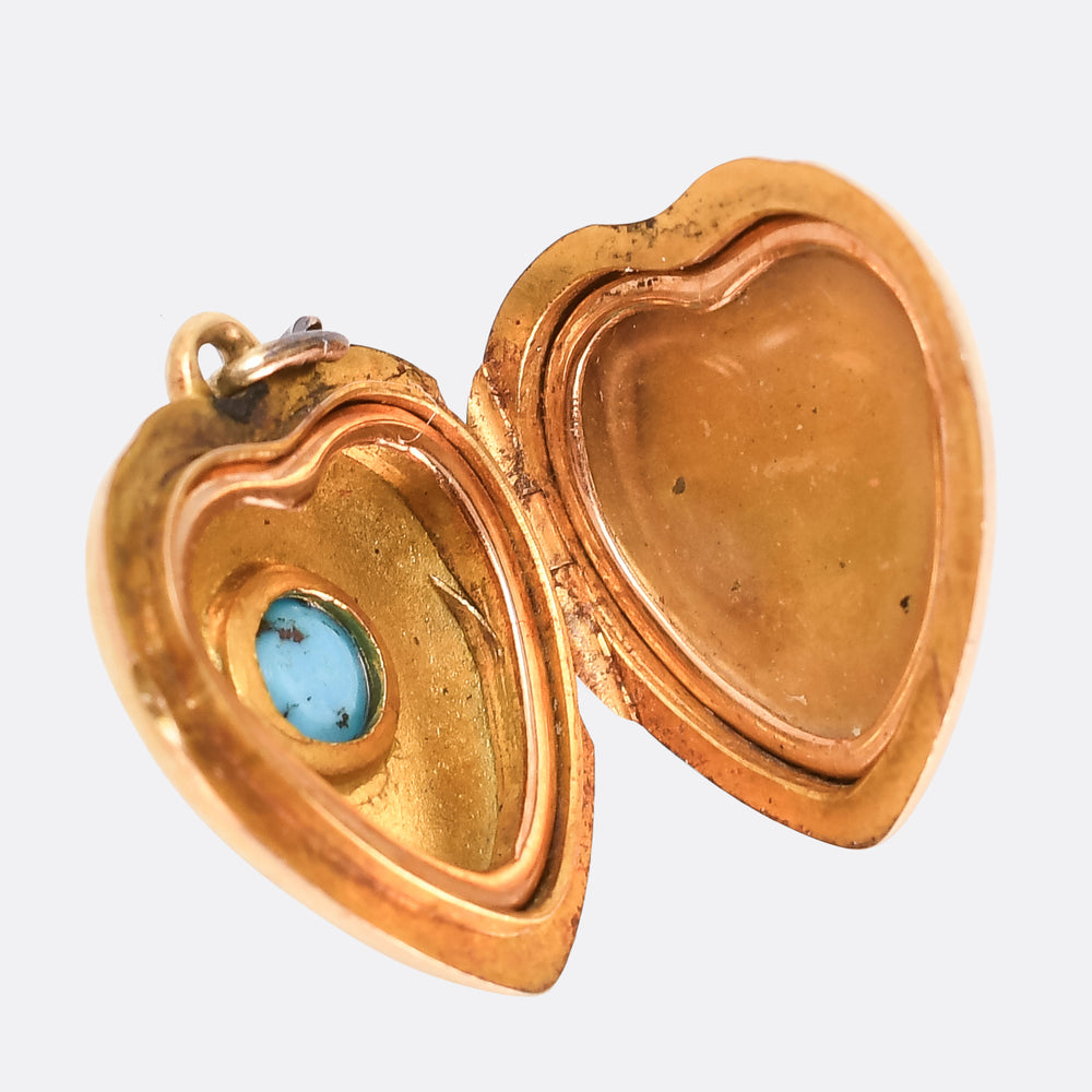 Late Victorian Turquoise Heart Locket