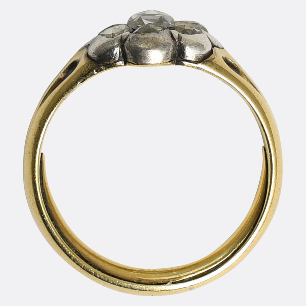 Mid-Victorian Rose Cut Diamond Flower Cluster Ring