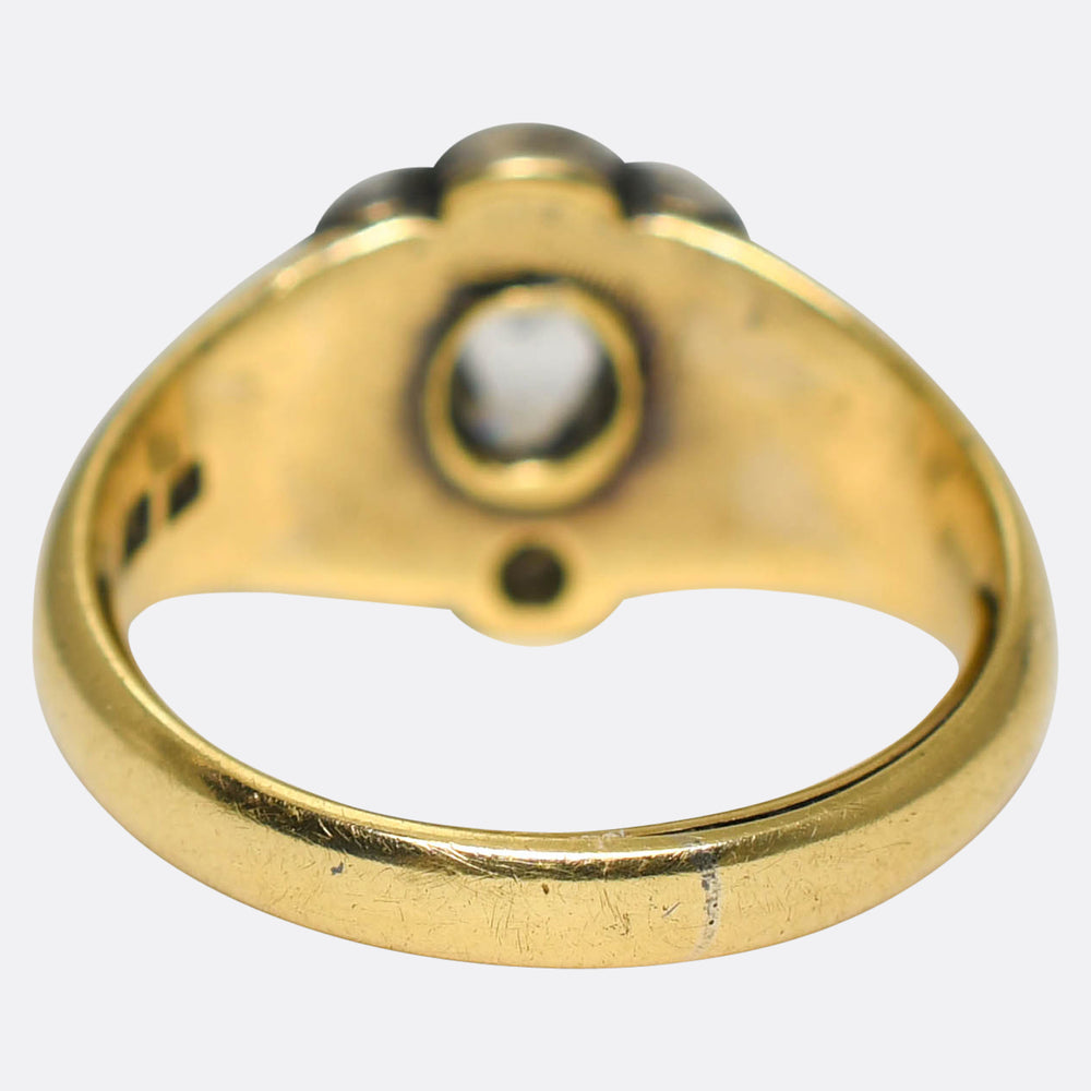 Mid-Victorian Rose Cut Diamond Flower Cluster Ring