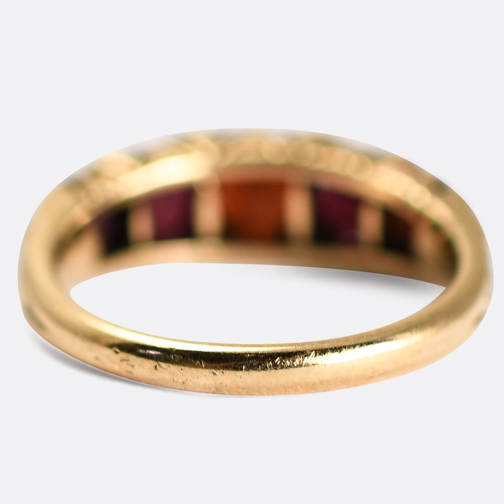 Mid Victorian Garnet & Diamond 5-Stone Ring