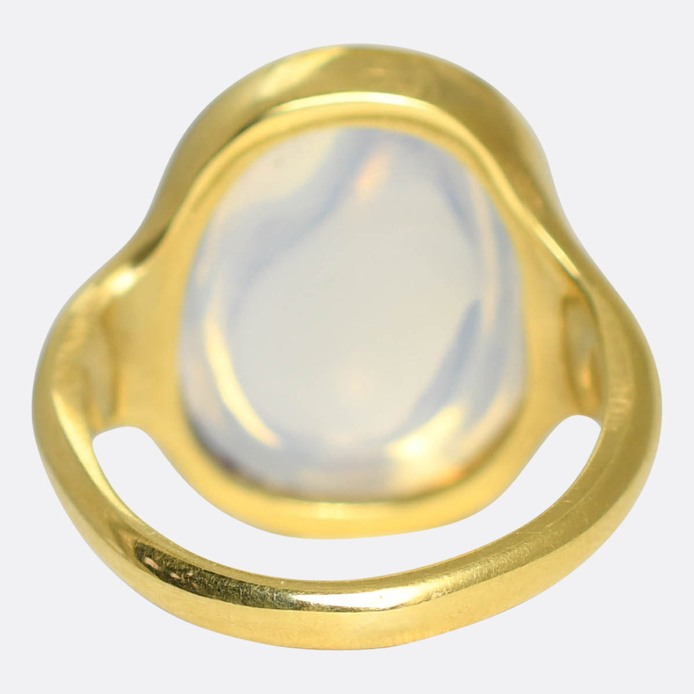 Oversized 16ct Moonstone 22k Gold Solitaire Ring