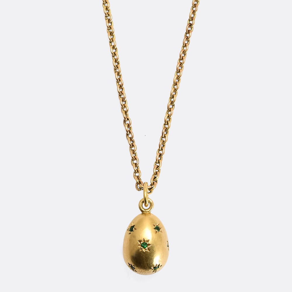 Pre revolution Russian Demantoid Garnet Fabergé Miniature Egg Pendant