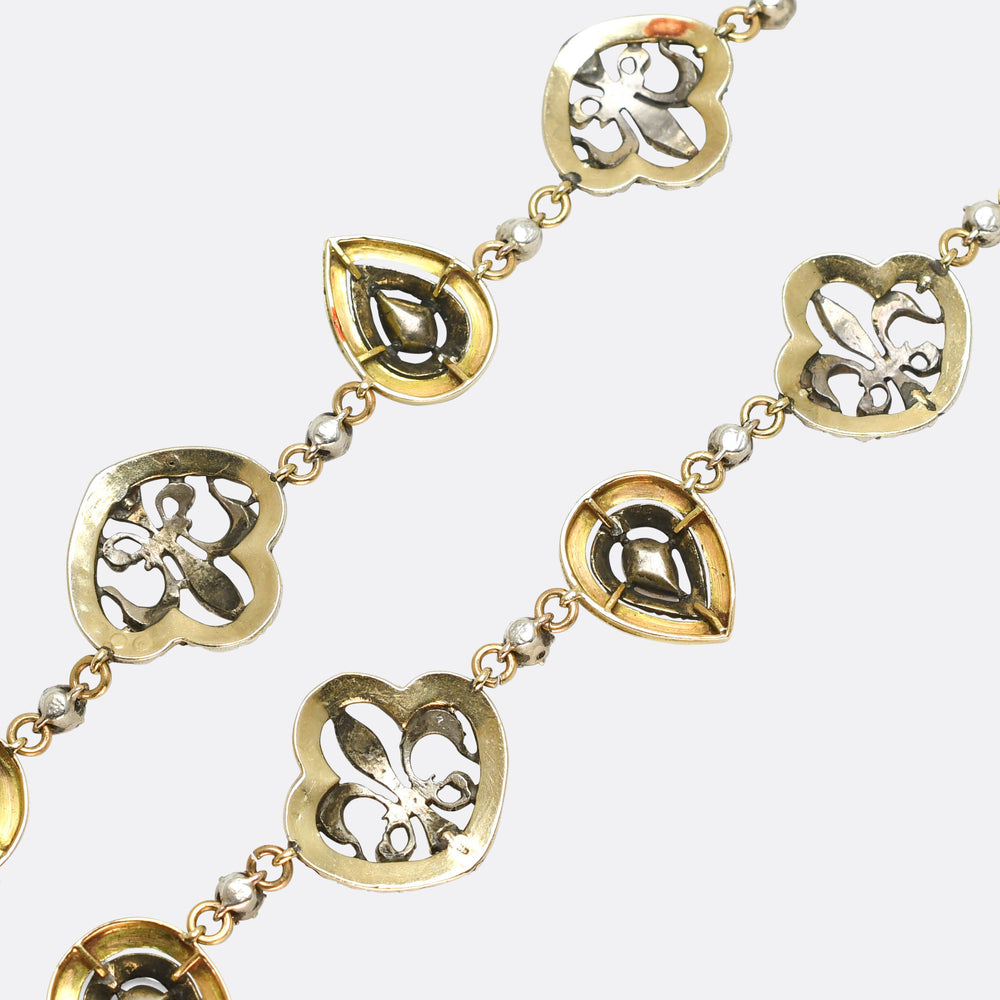 The July Monarchy Diamond & Enamel Fleur-De-Lys Boxed Necklace