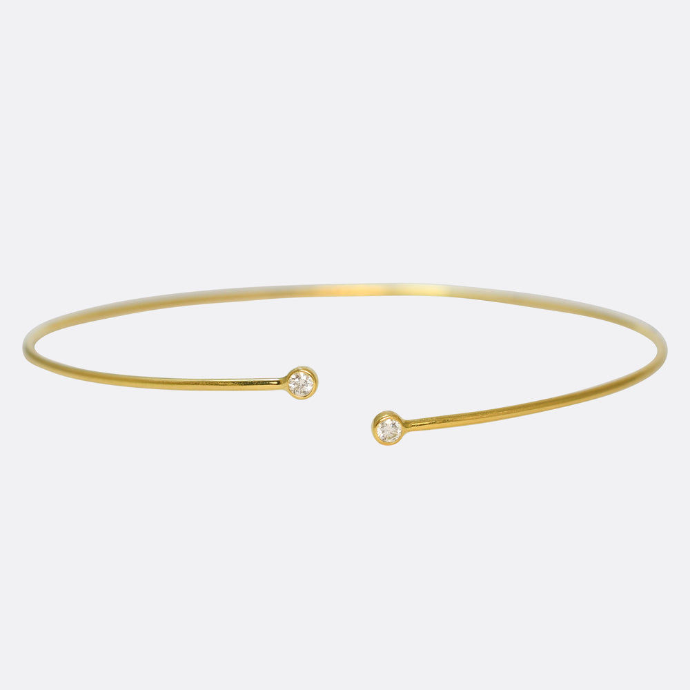 Tiffany & Co 18k Gold Diamond Torque Bangle