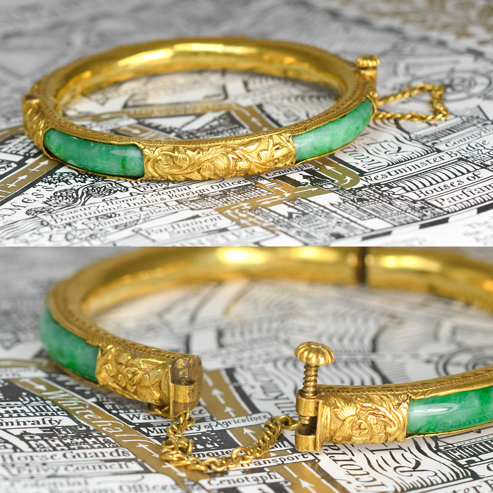 Antique Chinese Jade 24k Gold Bangle