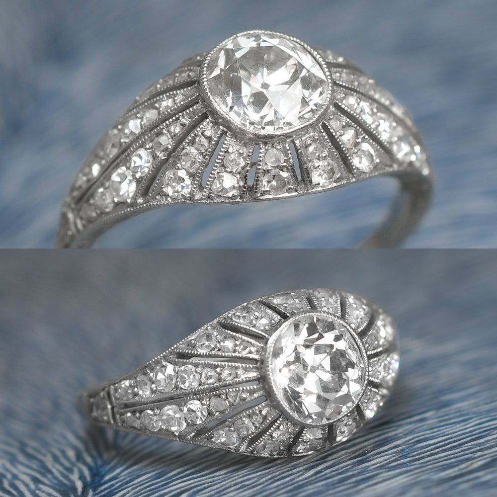 Art Deco Diamond Bombé Cluster Ring