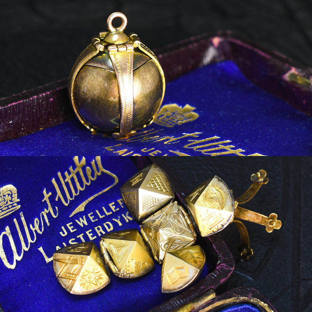 Victorian Gold Masonic Orb Pendant