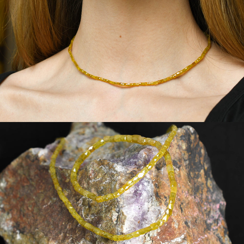 1930's Yellow Diamond Bead Necklace
