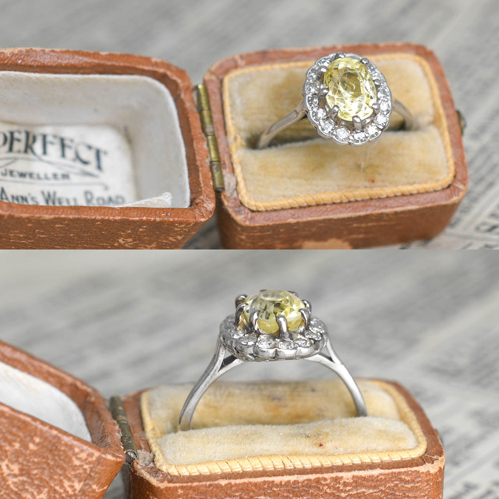 Edwardian Yellow Sapphire & Diamond Daisy Cluster Ring